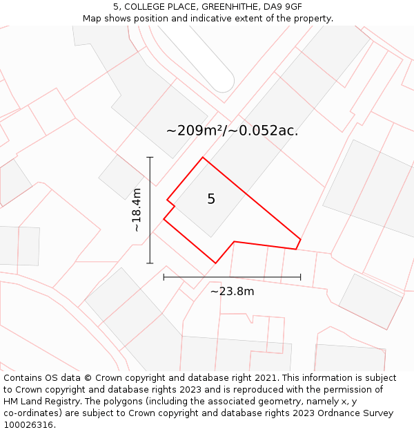 5, COLLEGE PLACE, GREENHITHE, DA9 9GF: Plot and title map