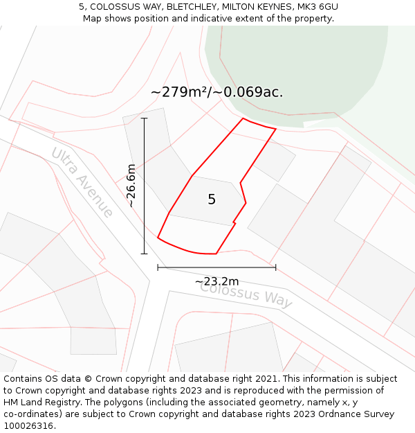 5, COLOSSUS WAY, BLETCHLEY, MILTON KEYNES, MK3 6GU: Plot and title map
