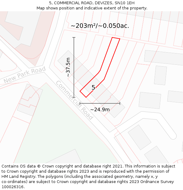 5, COMMERCIAL ROAD, DEVIZES, SN10 1EH: Plot and title map