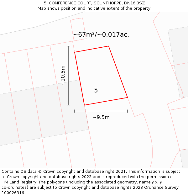 5, CONFERENCE COURT, SCUNTHORPE, DN16 3SZ: Plot and title map