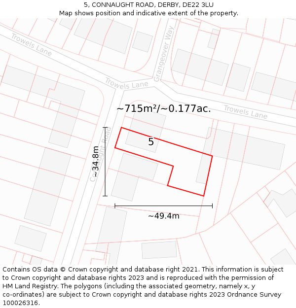 5, CONNAUGHT ROAD, DERBY, DE22 3LU: Plot and title map