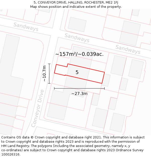 5, CONVEYOR DRIVE, HALLING, ROCHESTER, ME2 1FJ: Plot and title map