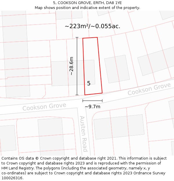 5, COOKSON GROVE, ERITH, DA8 1YE: Plot and title map