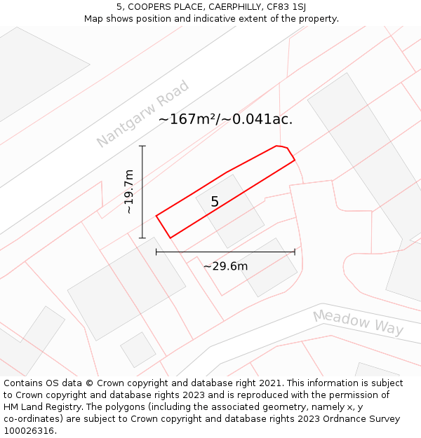 5, COOPERS PLACE, CAERPHILLY, CF83 1SJ: Plot and title map