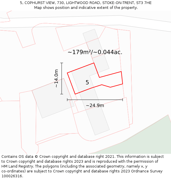 5, COPHURST VIEW, 730, LIGHTWOOD ROAD, STOKE-ON-TRENT, ST3 7HE: Plot and title map