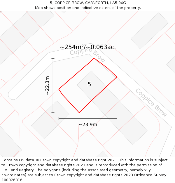 5, COPPICE BROW, CARNFORTH, LA5 9XG: Plot and title map