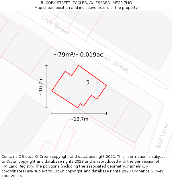 5, CORK STREET, ECCLES, AYLESFORD, ME20 7HG: Plot and title map