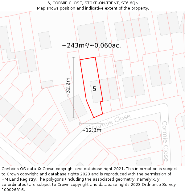 5, CORMIE CLOSE, STOKE-ON-TRENT, ST6 6QN: Plot and title map