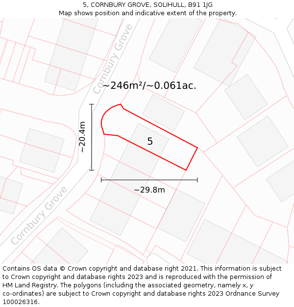 5, CORNBURY GROVE, SOLIHULL, B91 1JG: Plot and title map