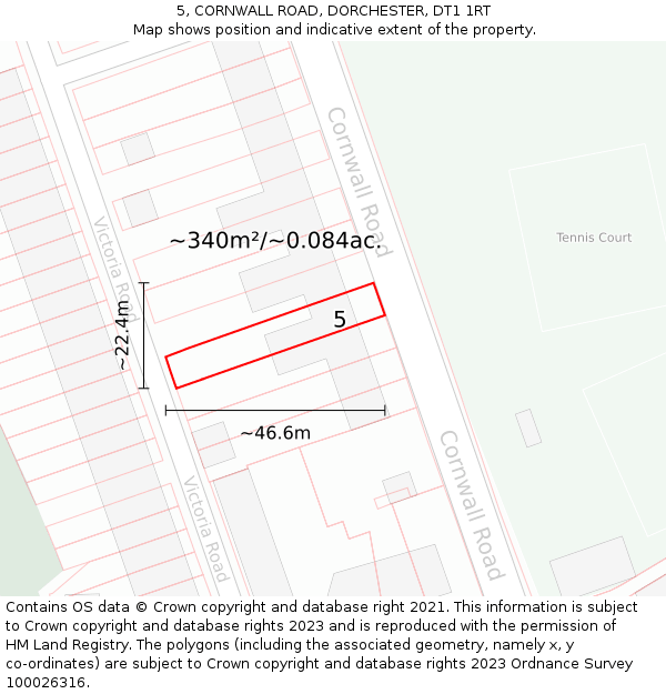 5, CORNWALL ROAD, DORCHESTER, DT1 1RT: Plot and title map