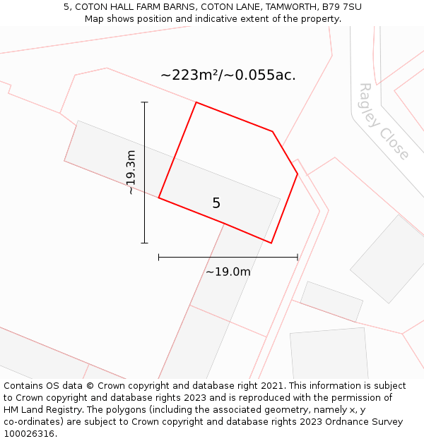 5, COTON HALL FARM BARNS, COTON LANE, TAMWORTH, B79 7SU: Plot and title map