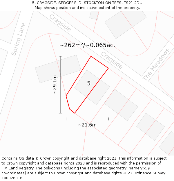 5, CRAGSIDE, SEDGEFIELD, STOCKTON-ON-TEES, TS21 2DU: Plot and title map