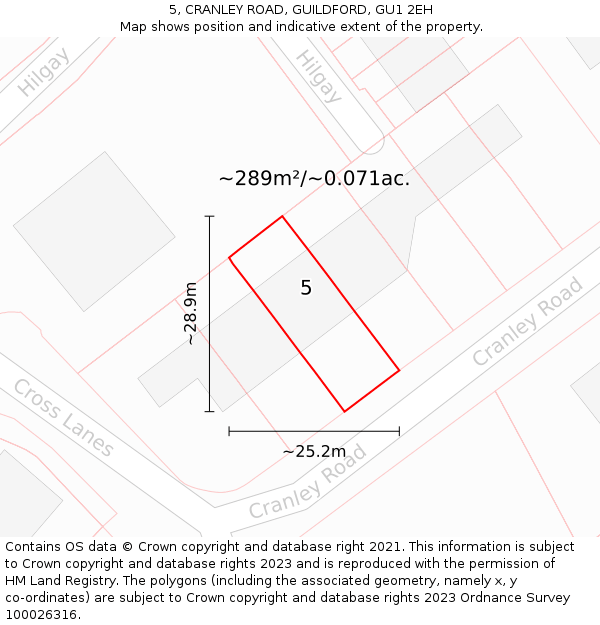 5, CRANLEY ROAD, GUILDFORD, GU1 2EH: Plot and title map