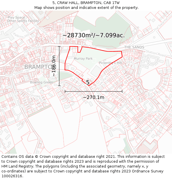 5, CRAW HALL, BRAMPTON, CA8 1TW: Plot and title map