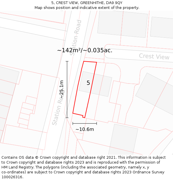 5, CREST VIEW, GREENHITHE, DA9 9QY: Plot and title map