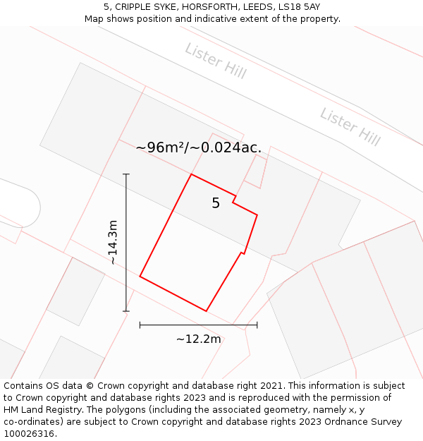5, CRIPPLE SYKE, HORSFORTH, LEEDS, LS18 5AY: Plot and title map