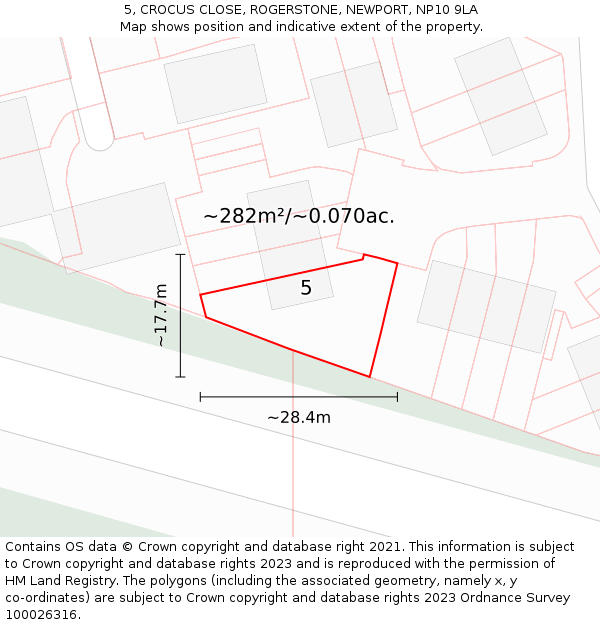 5, CROCUS CLOSE, ROGERSTONE, NEWPORT, NP10 9LA: Plot and title map
