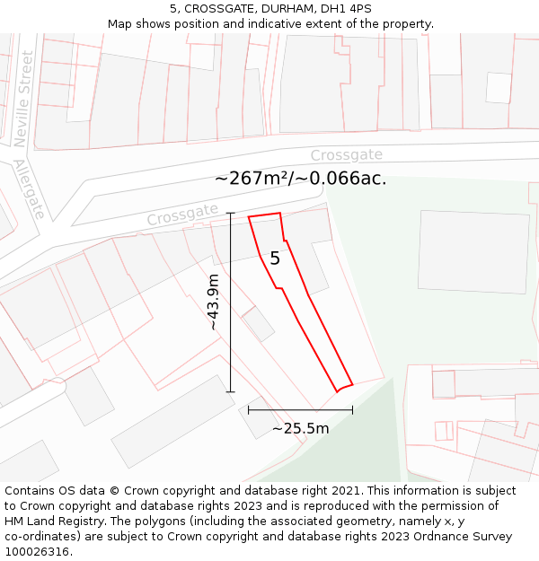 5, CROSSGATE, DURHAM, DH1 4PS: Plot and title map