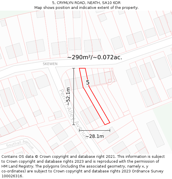 5, CRYMLYN ROAD, NEATH, SA10 6DR: Plot and title map