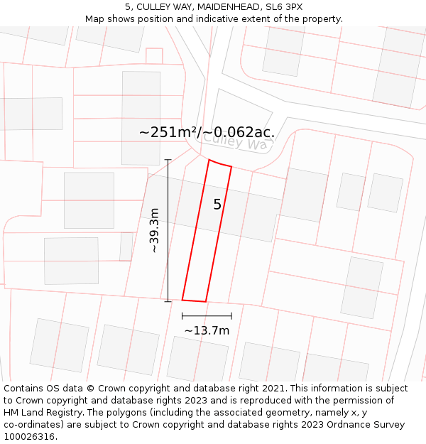 5, CULLEY WAY, MAIDENHEAD, SL6 3PX: Plot and title map