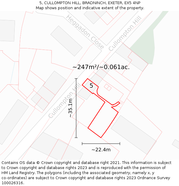 5, CULLOMPTON HILL, BRADNINCH, EXETER, EX5 4NP: Plot and title map
