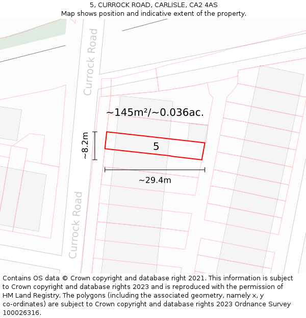 5, CURROCK ROAD, CARLISLE, CA2 4AS: Plot and title map