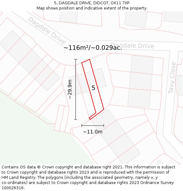 5, DAGDALE DRIVE, DIDCOT, OX11 7XP: Plot and title map