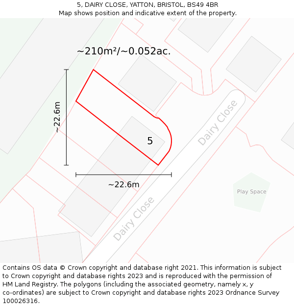 5, DAIRY CLOSE, YATTON, BRISTOL, BS49 4BR: Plot and title map