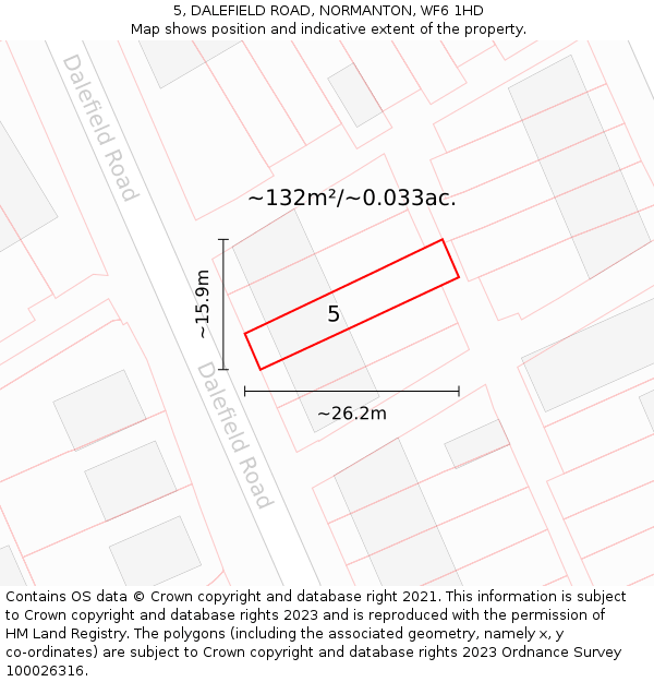 5, DALEFIELD ROAD, NORMANTON, WF6 1HD: Plot and title map