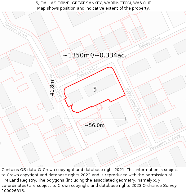 5, DALLAS DRIVE, GREAT SANKEY, WARRINGTON, WA5 8HE: Plot and title map