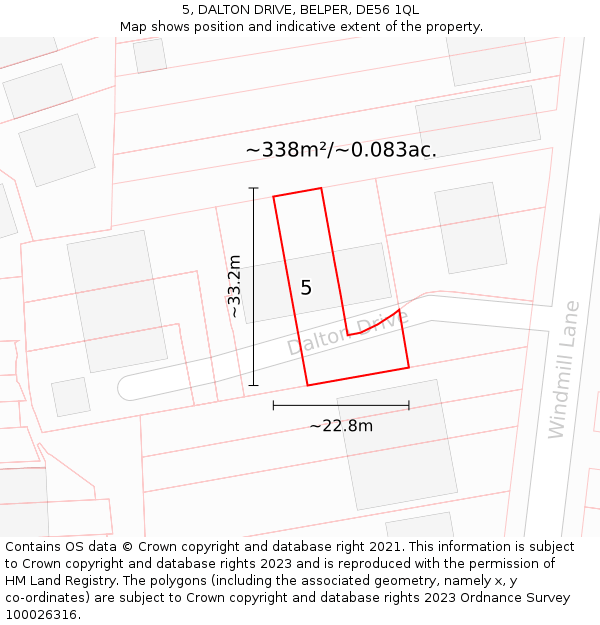 5, DALTON DRIVE, BELPER, DE56 1QL: Plot and title map