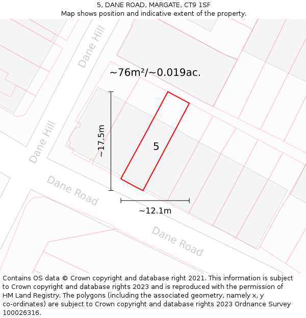 5, DANE ROAD, MARGATE, CT9 1SF: Plot and title map