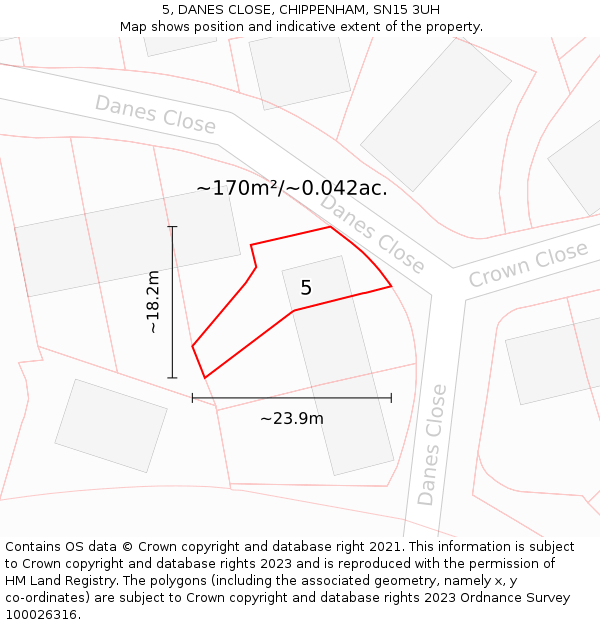 5, DANES CLOSE, CHIPPENHAM, SN15 3UH: Plot and title map