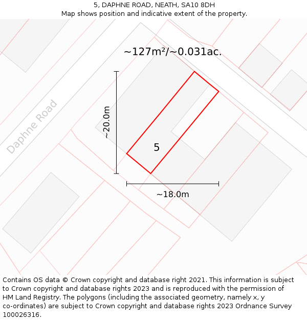 5, DAPHNE ROAD, NEATH, SA10 8DH: Plot and title map