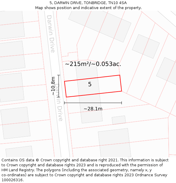 5, DARWIN DRIVE, TONBRIDGE, TN10 4SA: Plot and title map