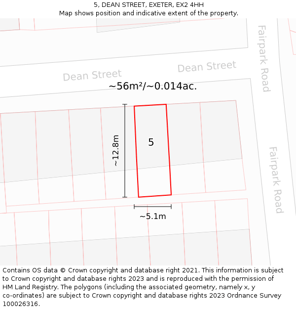 5, DEAN STREET, EXETER, EX2 4HH: Plot and title map