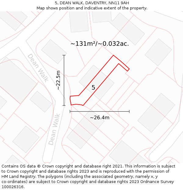 5, DEAN WALK, DAVENTRY, NN11 9AH: Plot and title map