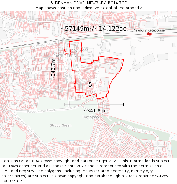 5, DENMAN DRIVE, NEWBURY, RG14 7GD: Plot and title map