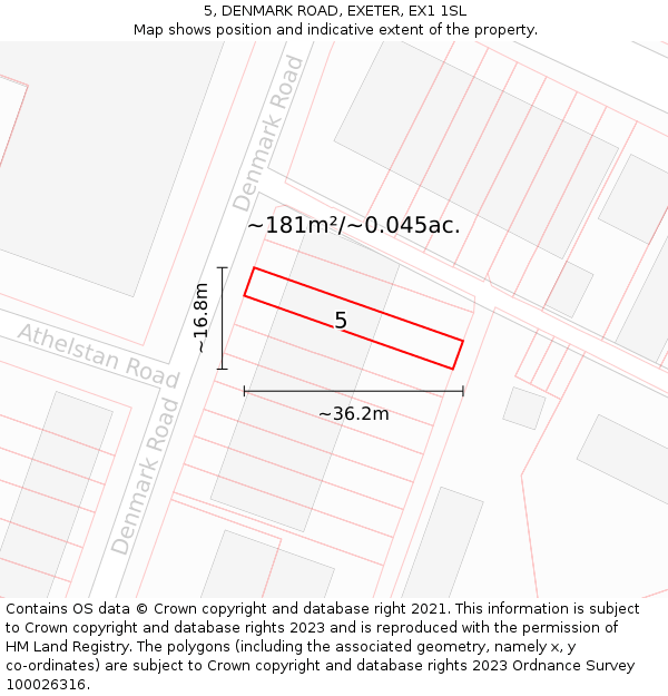 5, DENMARK ROAD, EXETER, EX1 1SL: Plot and title map