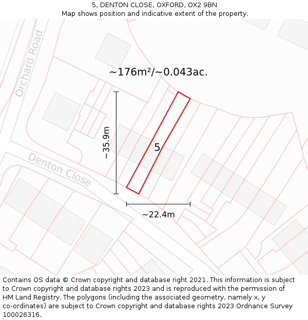 5, DENTON CLOSE, OXFORD, OX2 9BN: Plot and title map