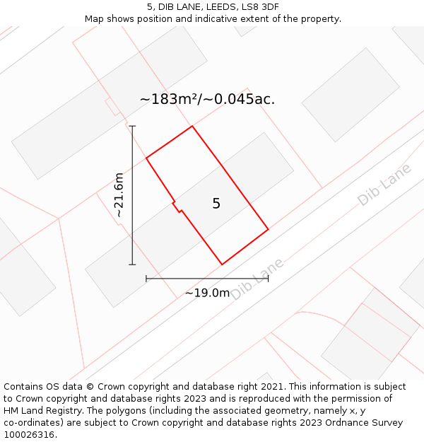 5, DIB LANE, LEEDS, LS8 3DF: Plot and title map