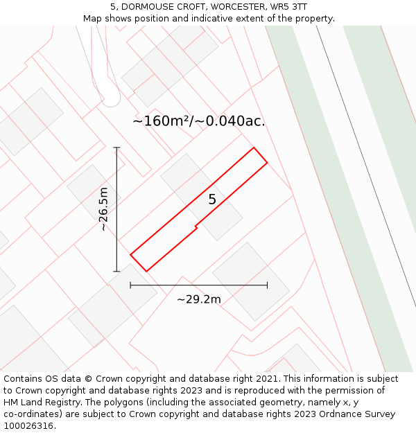 5, DORMOUSE CROFT, WORCESTER, WR5 3TT: Plot and title map