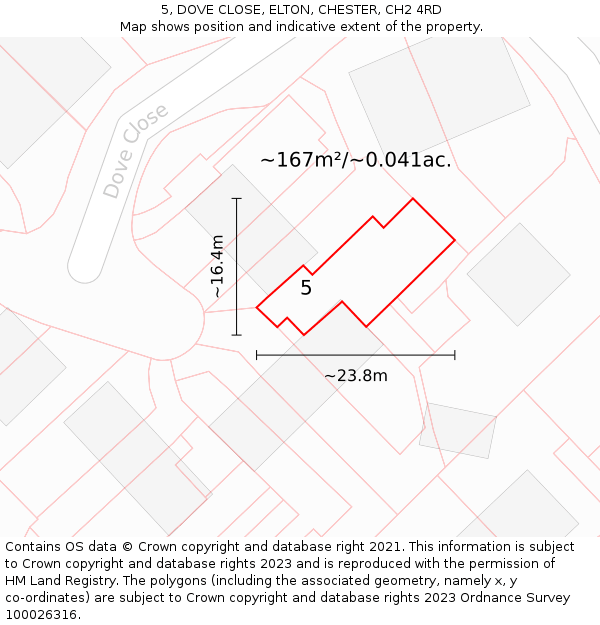 5, DOVE CLOSE, ELTON, CHESTER, CH2 4RD: Plot and title map