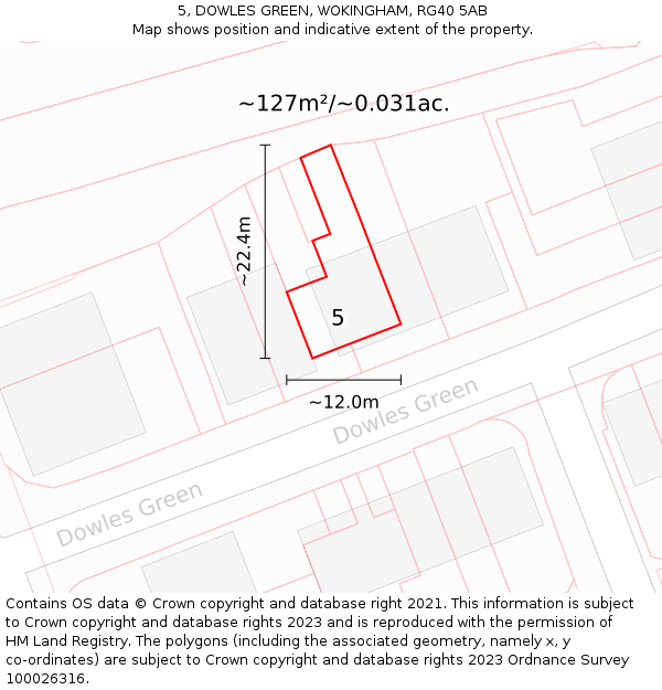 5, DOWLES GREEN, WOKINGHAM, RG40 5AB: Plot and title map