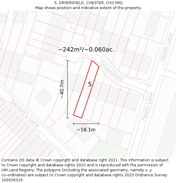 5, DRYERSFIELD, CHESTER, CH3 5RQ: Plot and title map