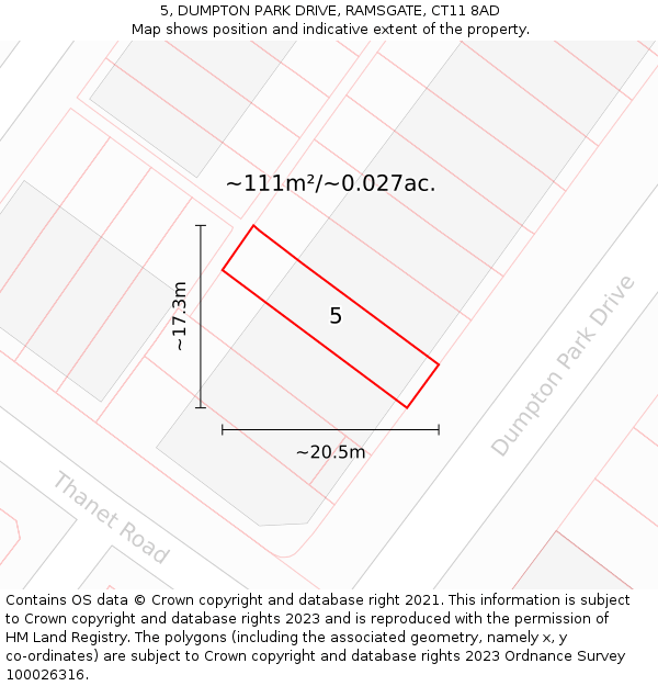 5, DUMPTON PARK DRIVE, RAMSGATE, CT11 8AD: Plot and title map