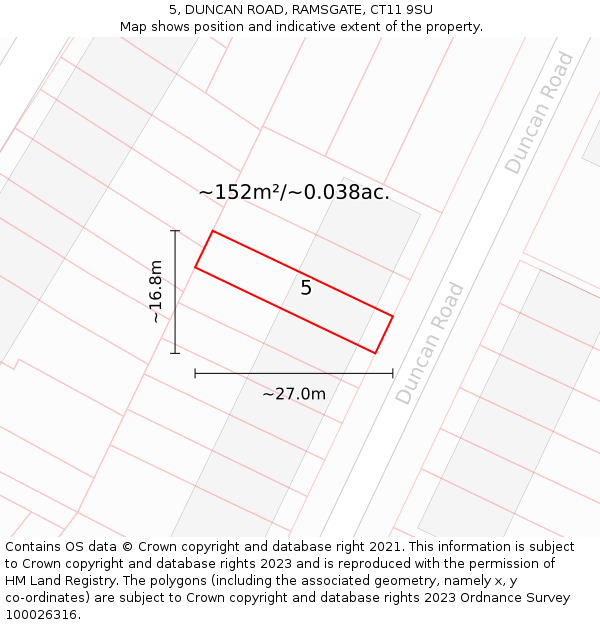 5, DUNCAN ROAD, RAMSGATE, CT11 9SU: Plot and title map