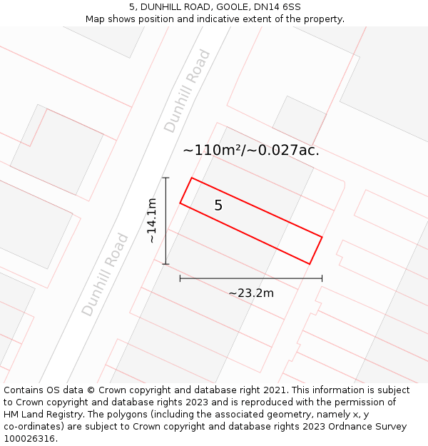 5, DUNHILL ROAD, GOOLE, DN14 6SS: Plot and title map