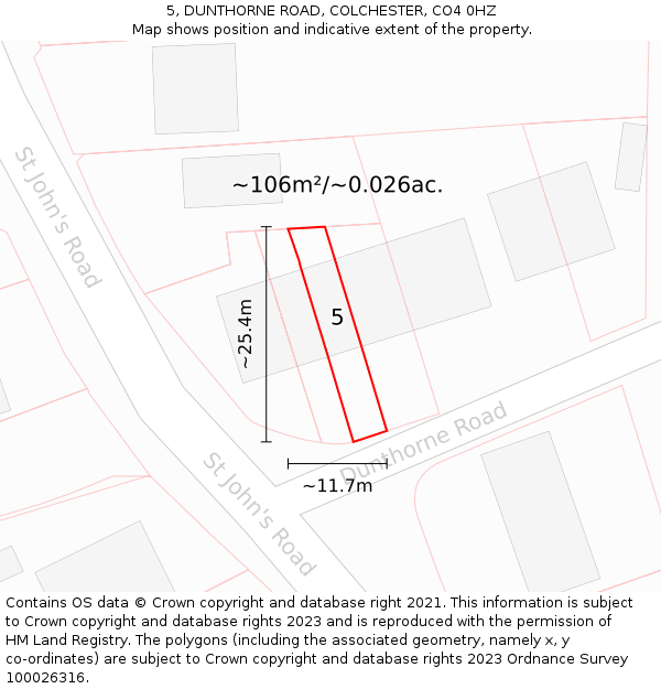 5, DUNTHORNE ROAD, COLCHESTER, CO4 0HZ: Plot and title map