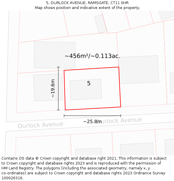 5, DURLOCK AVENUE, RAMSGATE, CT11 0HR: Plot and title map